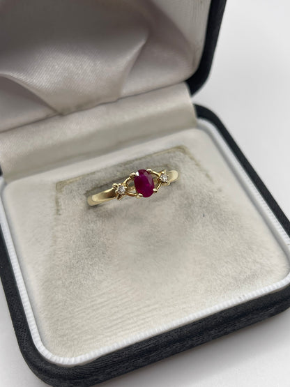 9ct gold ruby and diamond ring