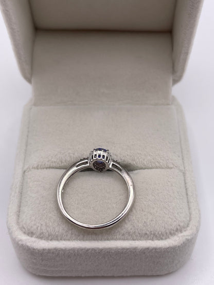 9ct white gold tanzanite and diamond ring
