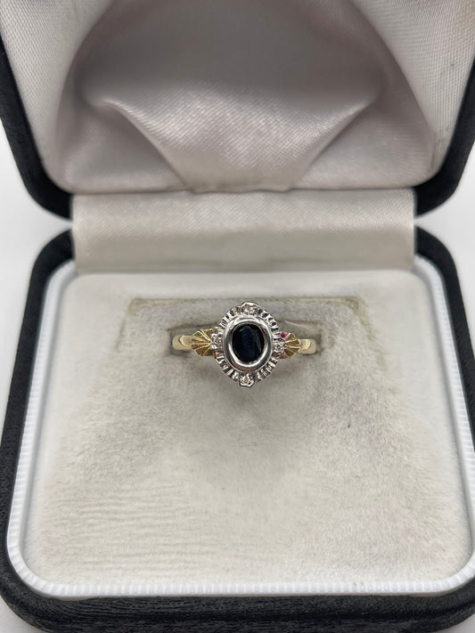 9ct gold sapphire and diamond ring