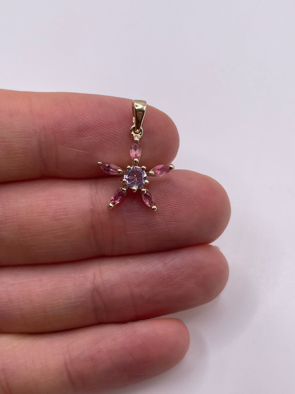 9ct gold amethyst and tourmaline pendant