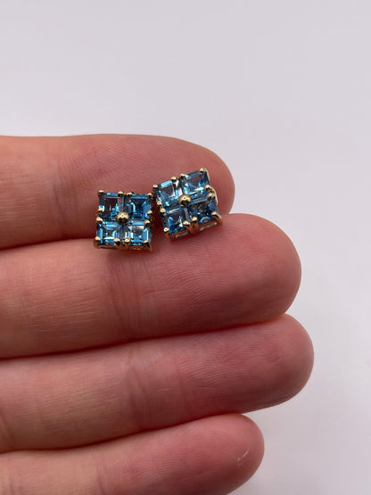 9ct gold blue topaz earrings