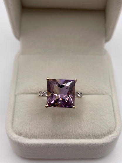 9ct gold ametrine and zircon ring