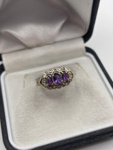 Load image into Gallery viewer, 9ct gold amethyst and diamond ring
