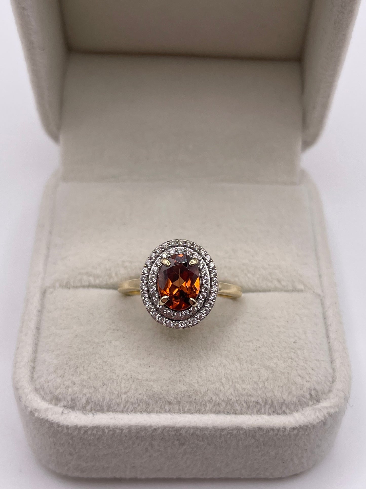 9ct gold tourmaline and zircon ring