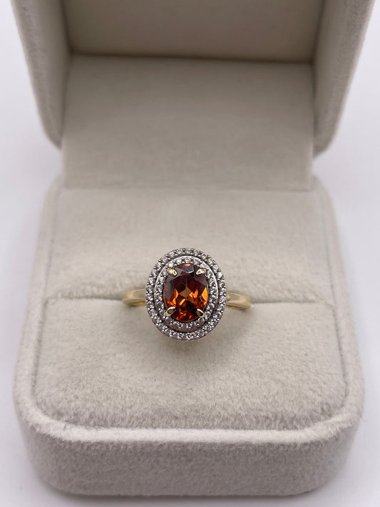 9ct gold tourmaline and zircon ring