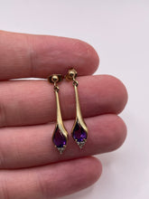 Load image into Gallery viewer, 9ct gold amethyst and diamond earrings
