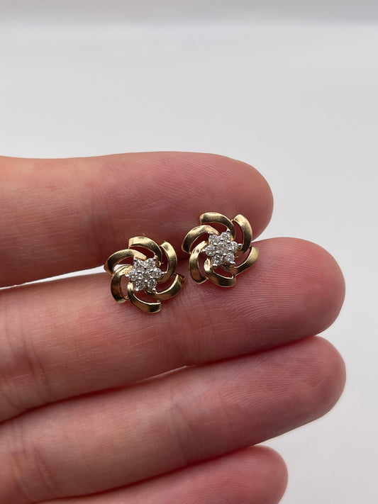 9ct gold diamond cluster earrings