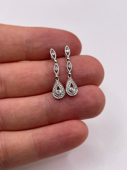 9ct white gold diamond earrings