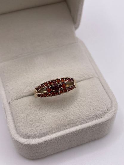 9ct gold garnet cluster ring