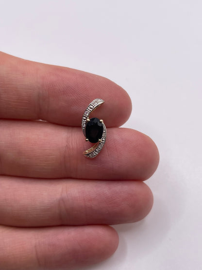 9ct gold sapphire and diamond pendant