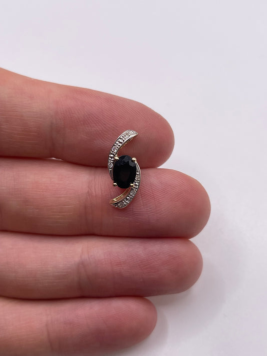9ct gold sapphire and diamond pendant