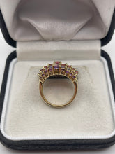 Load image into Gallery viewer, 9ct gold tourmaline, tanzanite and amethyst ring
