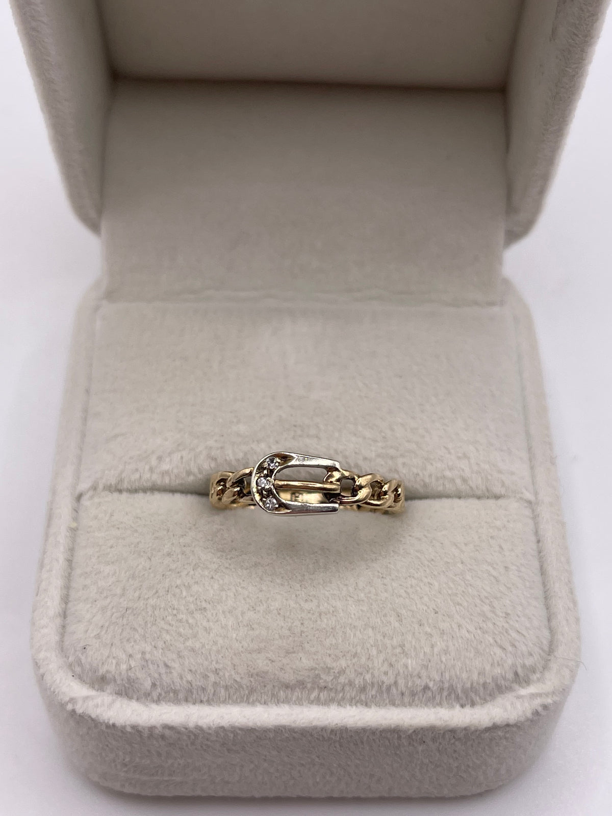 9ct gold diamond buckle ring