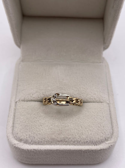 9ct gold diamond buckle ring