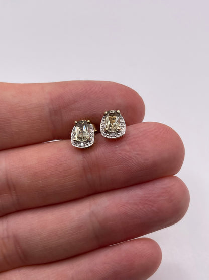 9ct gold quartz and zircon earrings