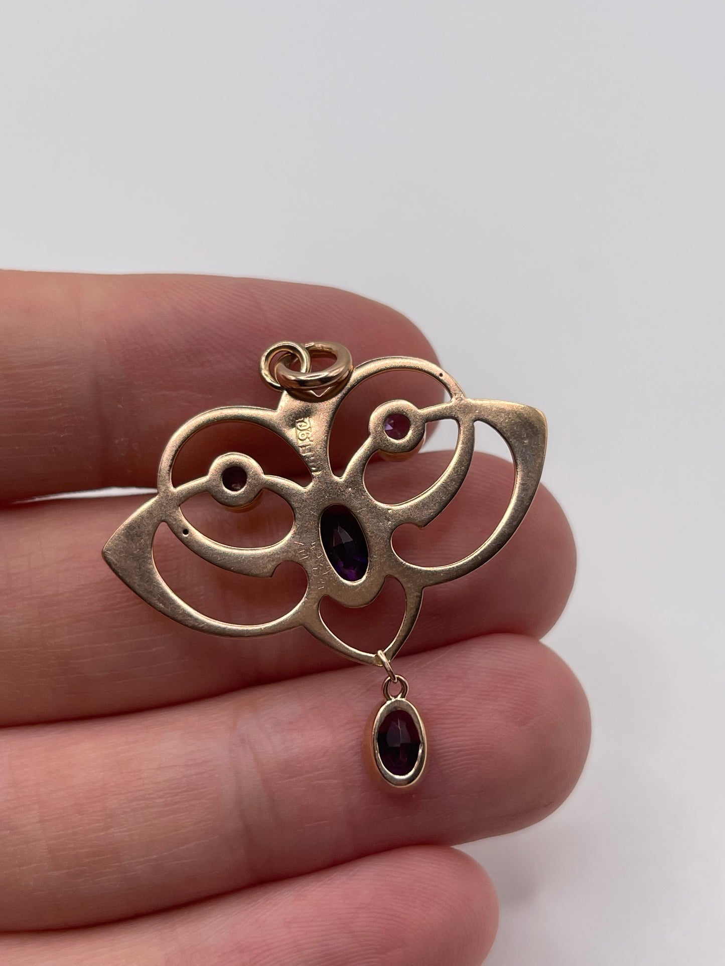 Antique 9ct rose gold amethyst pendant