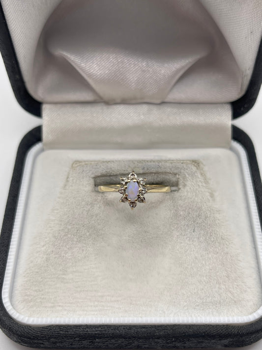 9ct gold opal and diamond ring