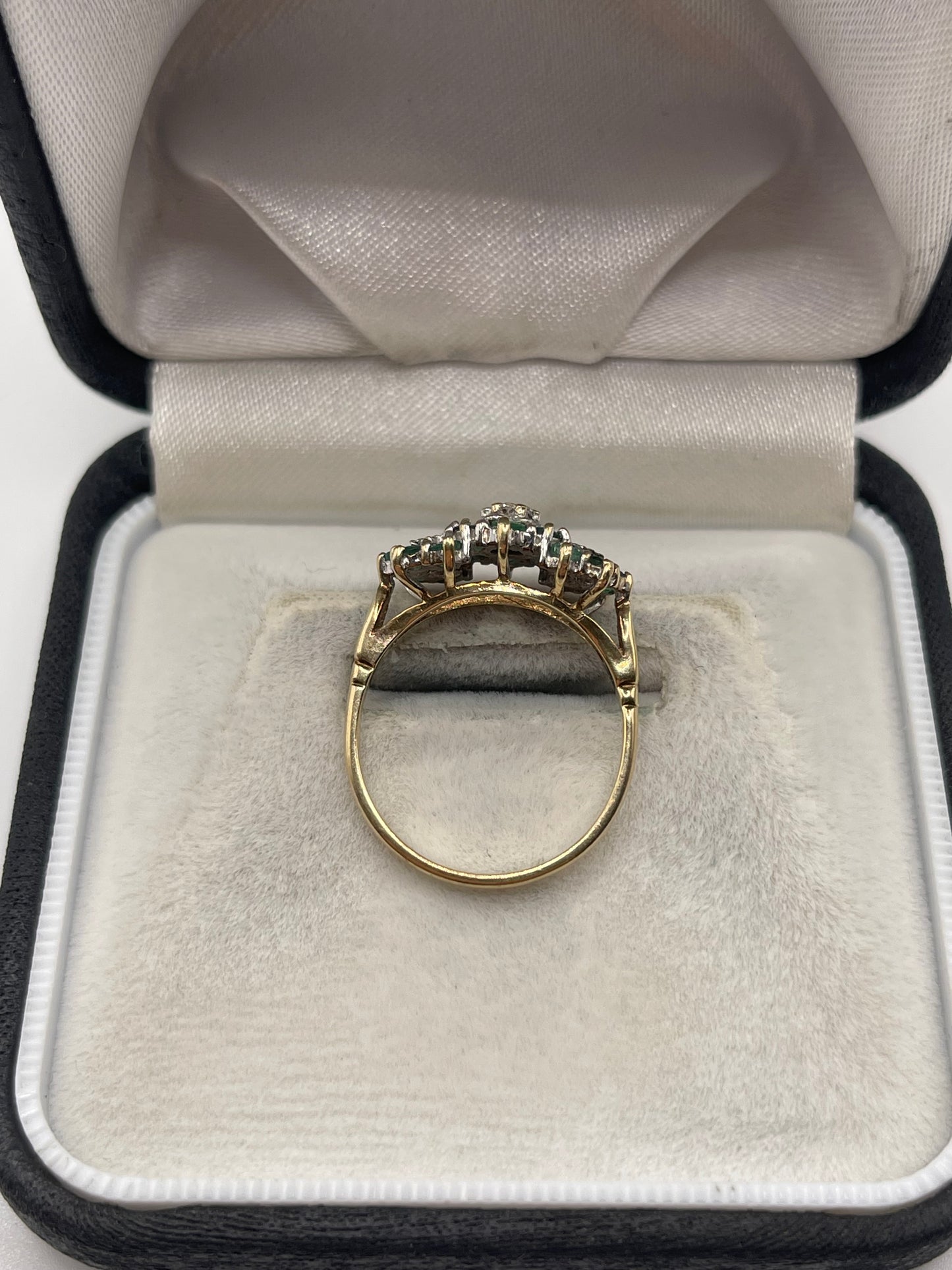 9ct gold emerald and diamond ring
