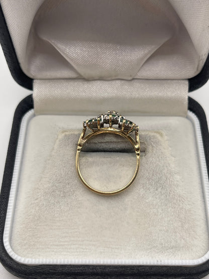 9ct gold emerald and diamond ring