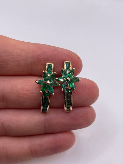 9ct gold emerald cluster earrings