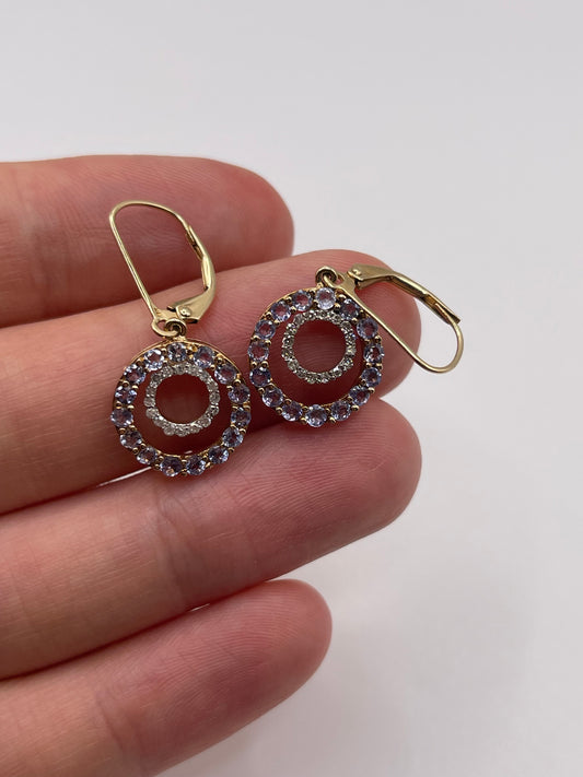 9ct gold tanzanite and diamond earrings