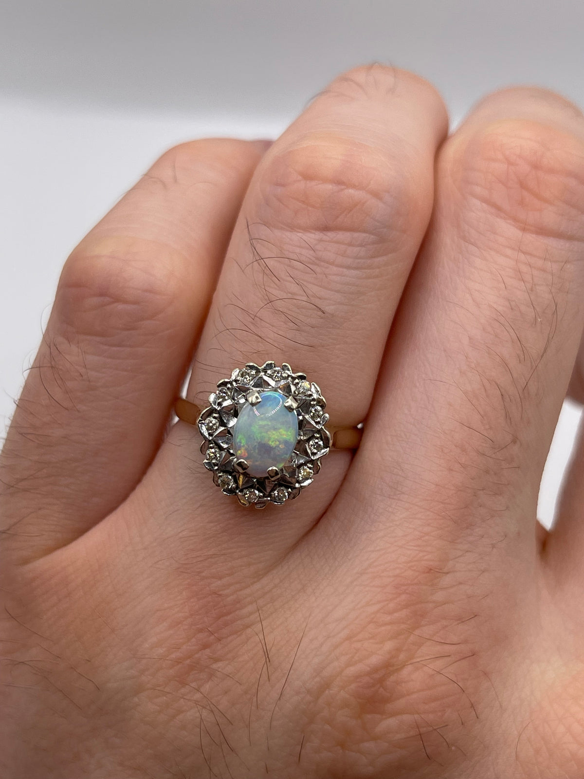9ct gold opal and diamond ring