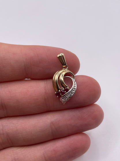 9ct gold ruby and diamond pendant