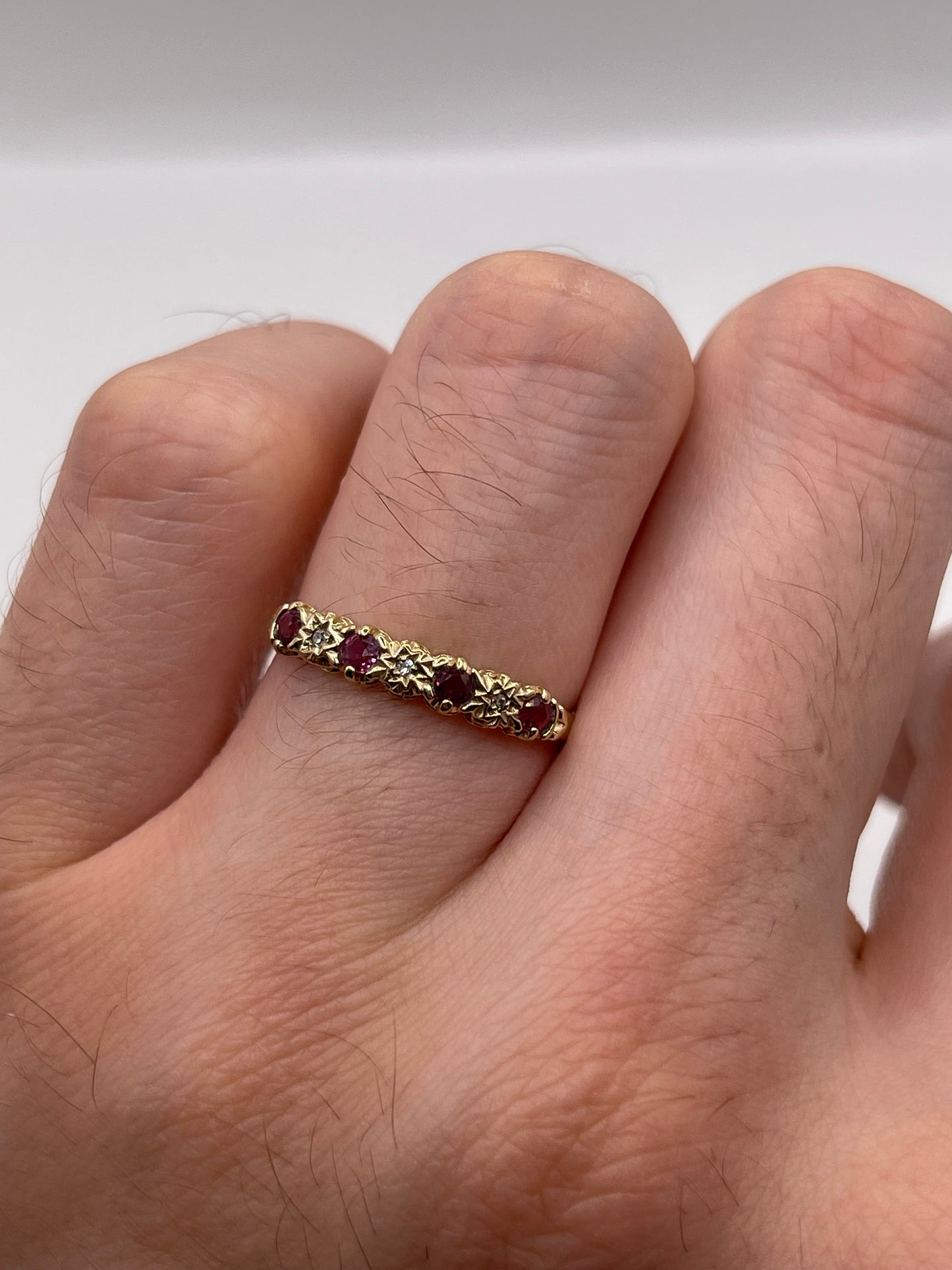 9ct gold ruby and diamond ring