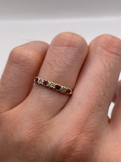 9ct gold ruby and diamond ring