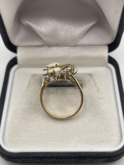 9ct gold opal and diamond ring