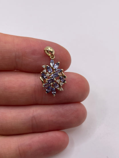 9ct gold tanzanite and diamond pendant