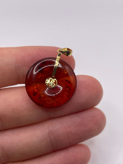 14ct gold amber pendant