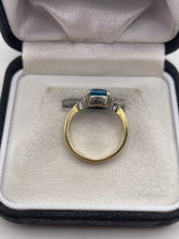 Load image into Gallery viewer, 14ct gold blue topaz and diamond ring
