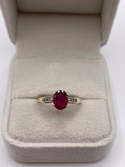 9ct gold ruby and diamond ring