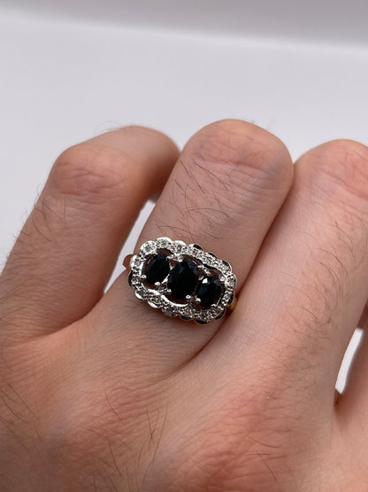 9ct gold sapphire and diamond ring