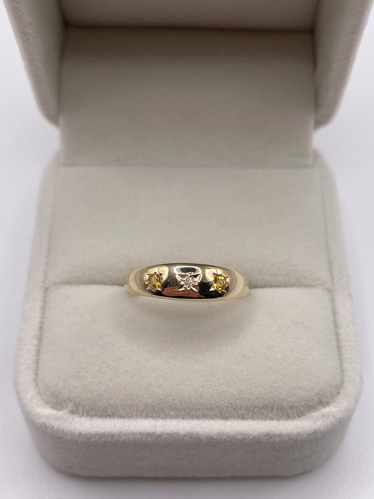 9ct gold citrine and diamond gypsy ring