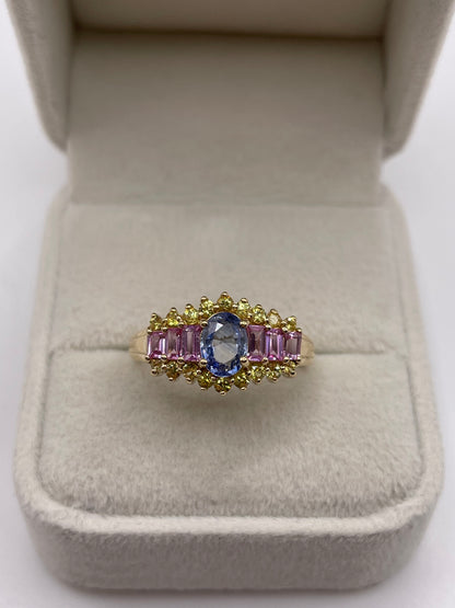 9ct gold sapphire cluster ring