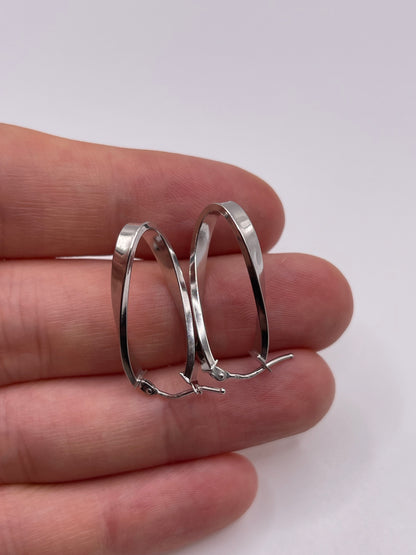 9ct white gold creole earrings