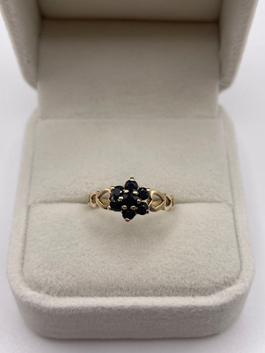 9ct gold sapphire cluster ring