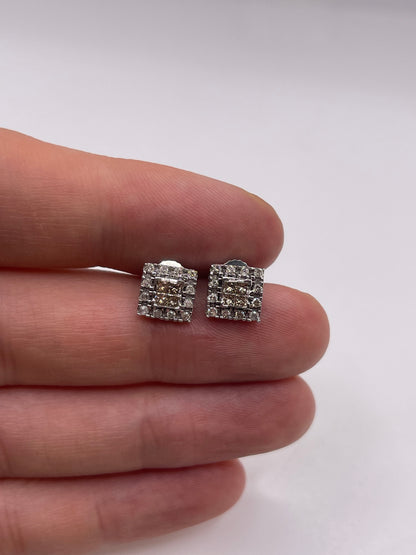 9ct white gold diamond cluster earrings