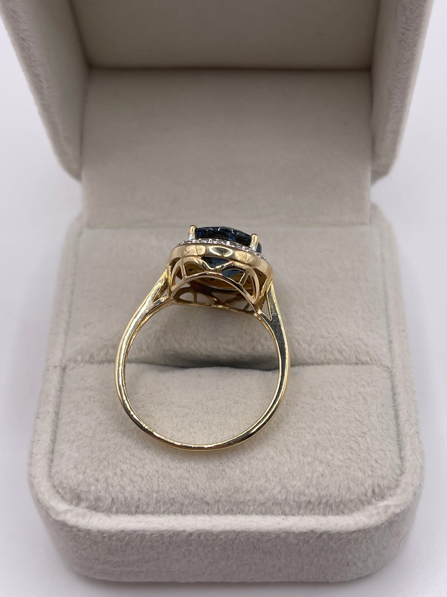 9ct gold blue topaz and diamond ring