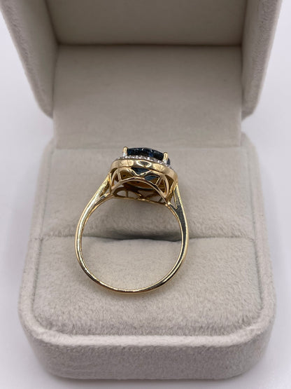 9ct gold blue topaz and diamond ring