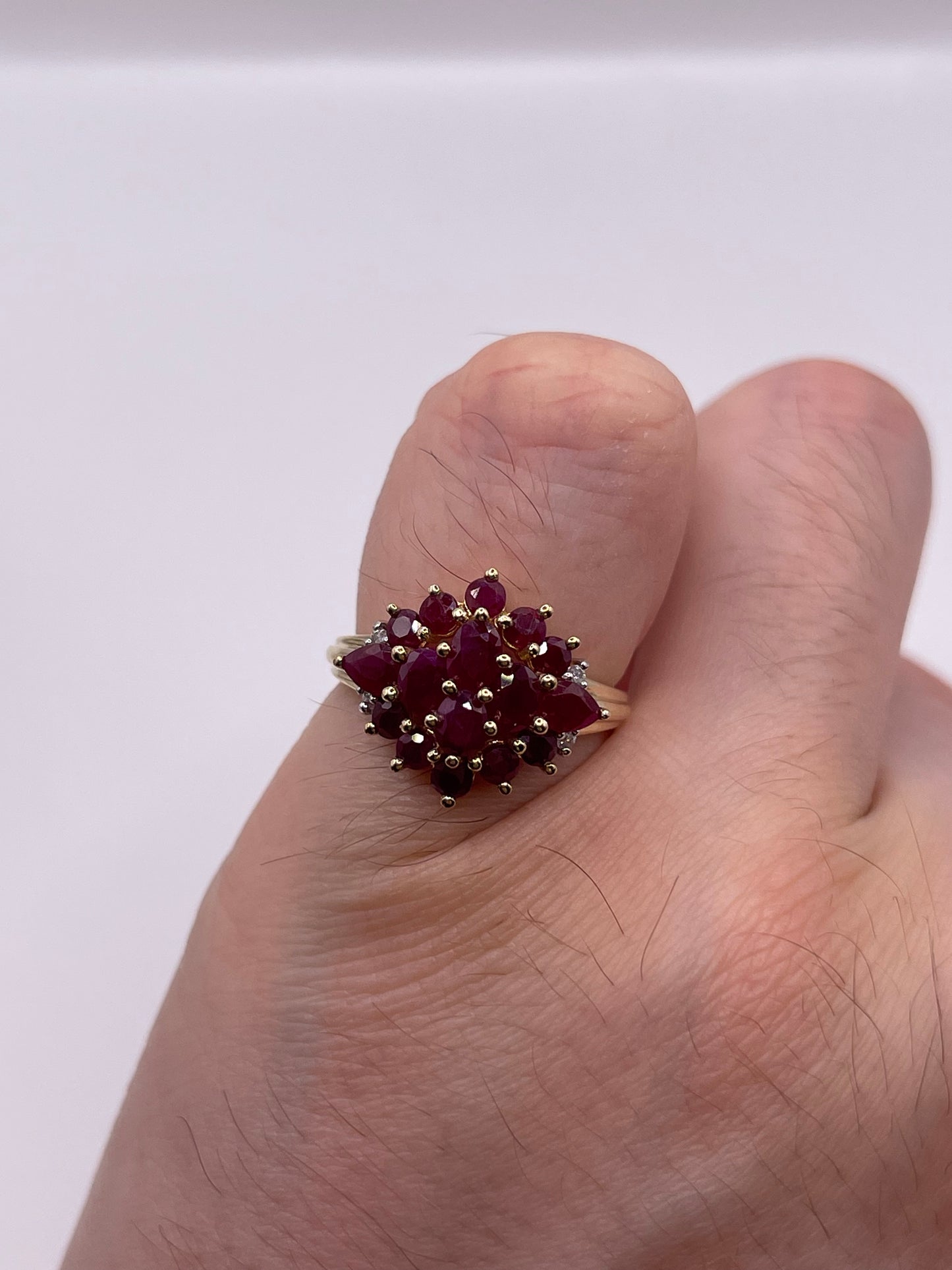 9ct gold ruby and diamond ring