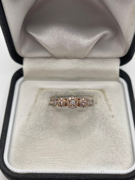 9ct rose gold diamond cluster ring