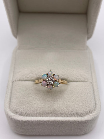 9ct gold opal and diamond ring