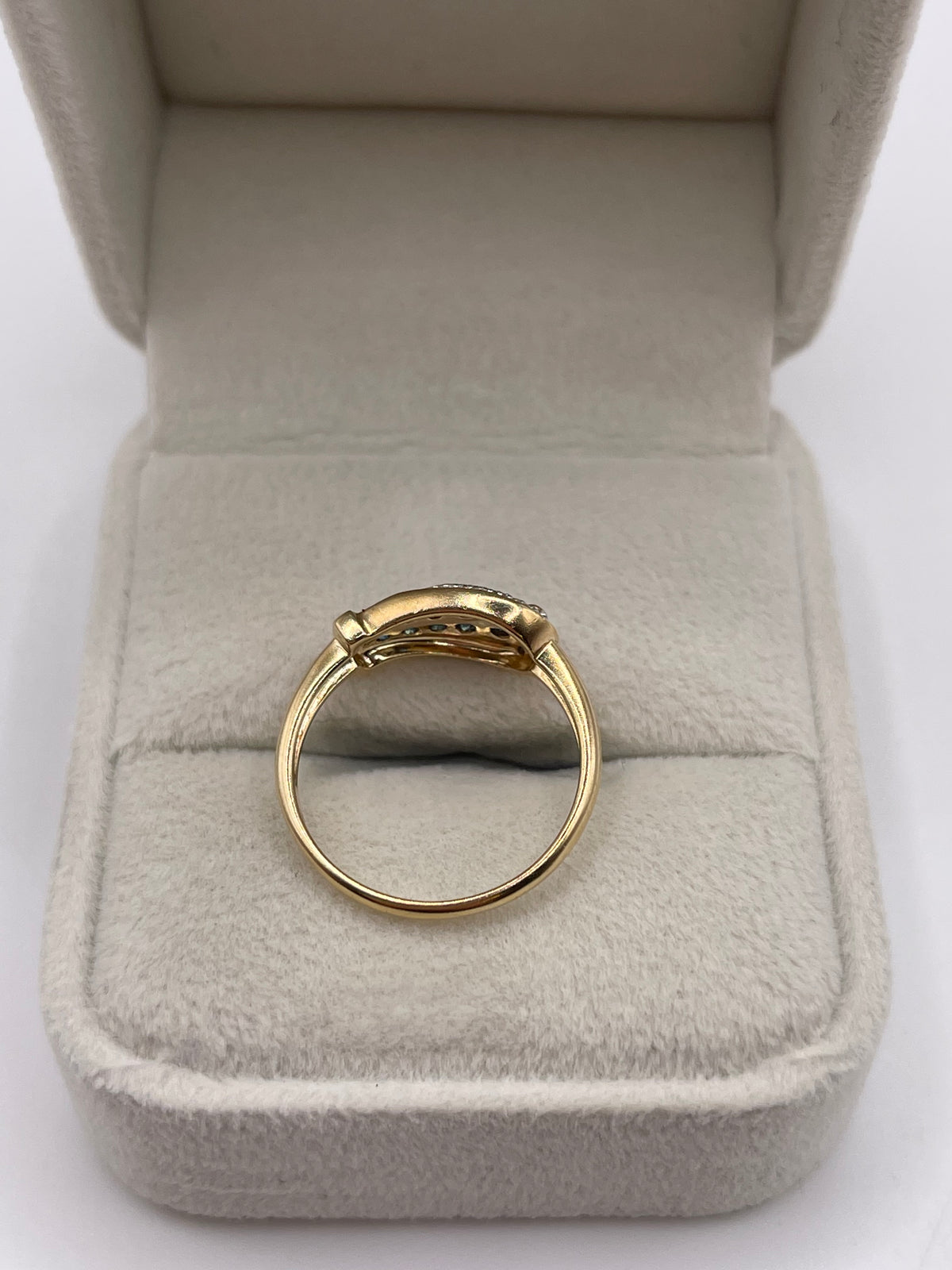 9ct gold diamond buckle ring