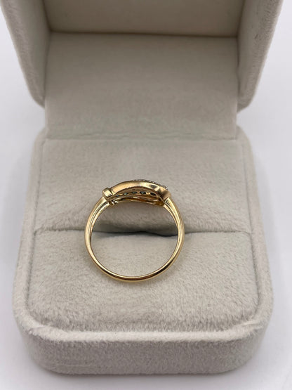 9ct gold diamond buckle ring