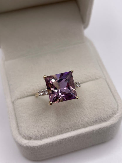 9ct gold ametrine and zircon ring