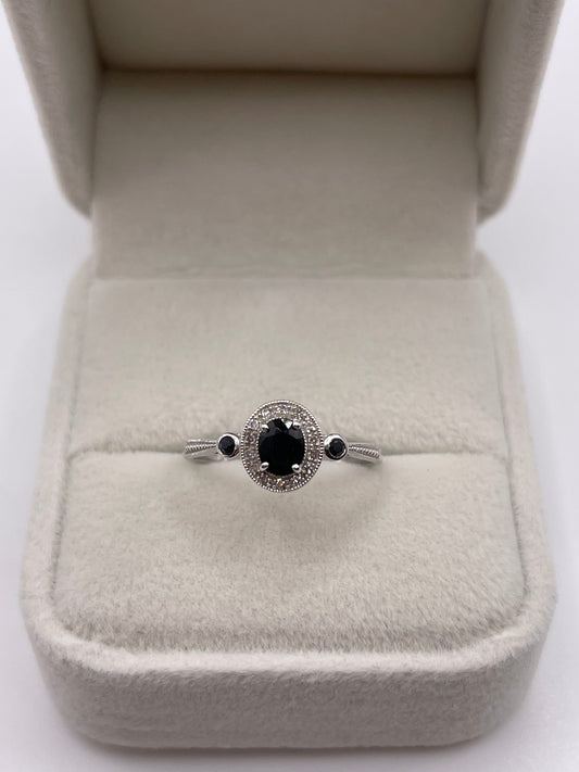 9ct white gold sapphire and diamond ring