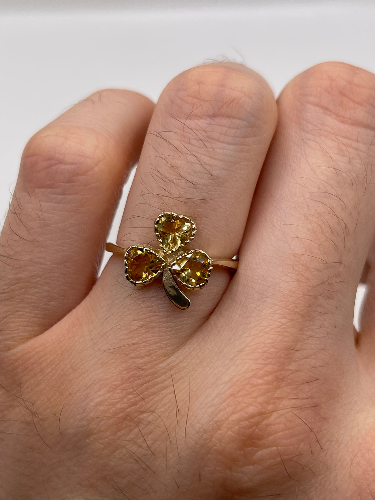 9ct gold citrine clover ring
